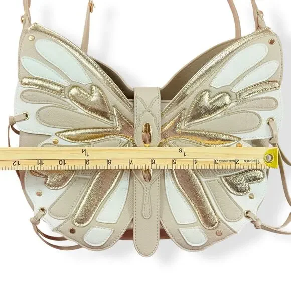 Betsey Johnson Festival RARE Gold Vegan Leather Butterfly Boho Y2K Crossbody Bag - Picture 9 of 14